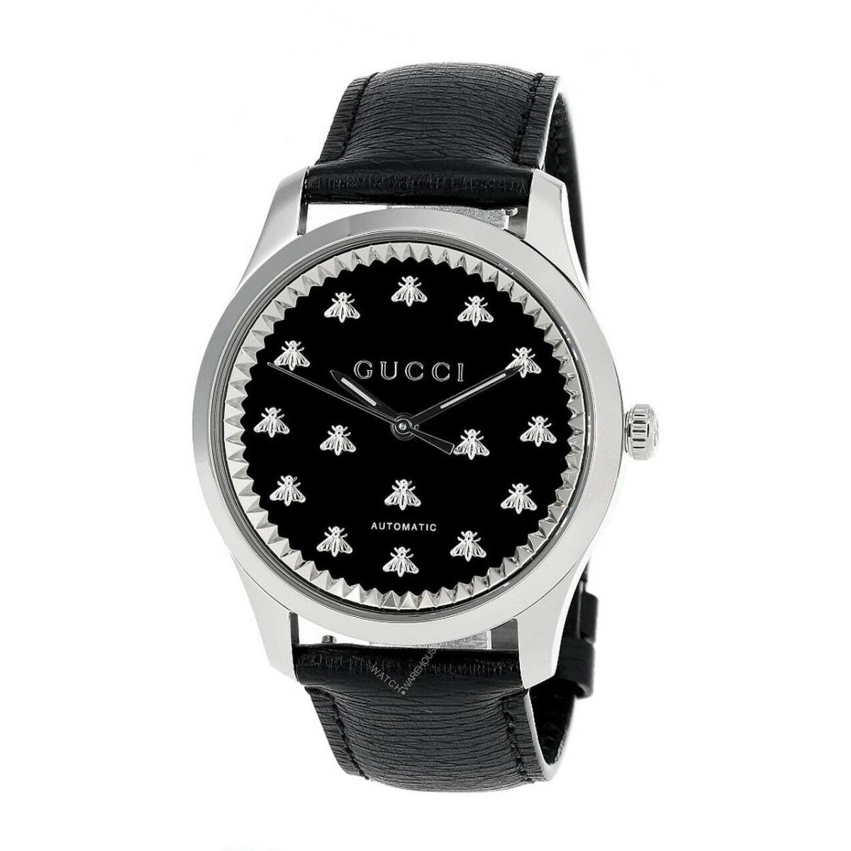 Gucci G-timeless 42MM Auto Black Onyx Stone Dial Men`s Watch YA126286