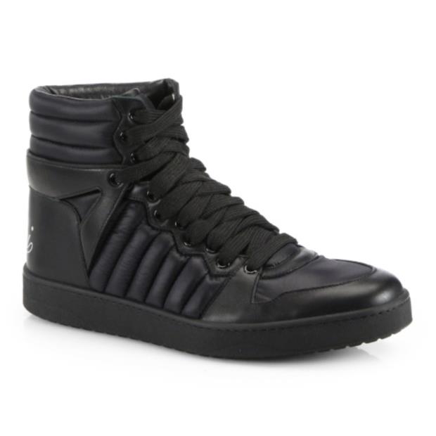 Gucci 322762 Mens Black Hudson High Top Black Sneakers N4001 Size 8.5 G