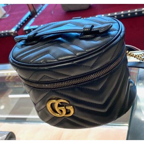 Gucci Marmont Black GG Backpack Italy Travel Backpack Small Bag Quilted