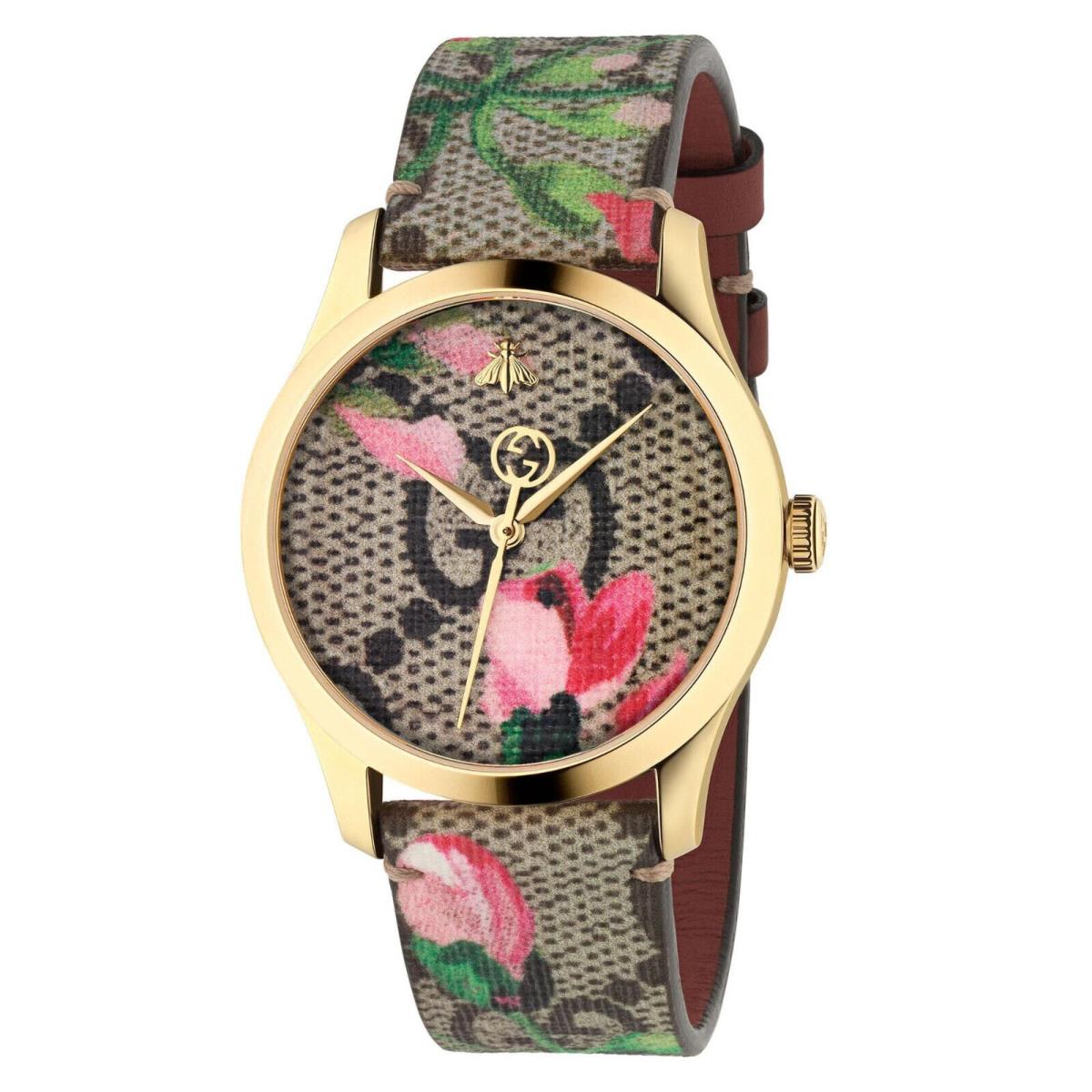 Ladies` Gucci G-timeless Pink Blooms Canvas Strap Watch YA1264038A