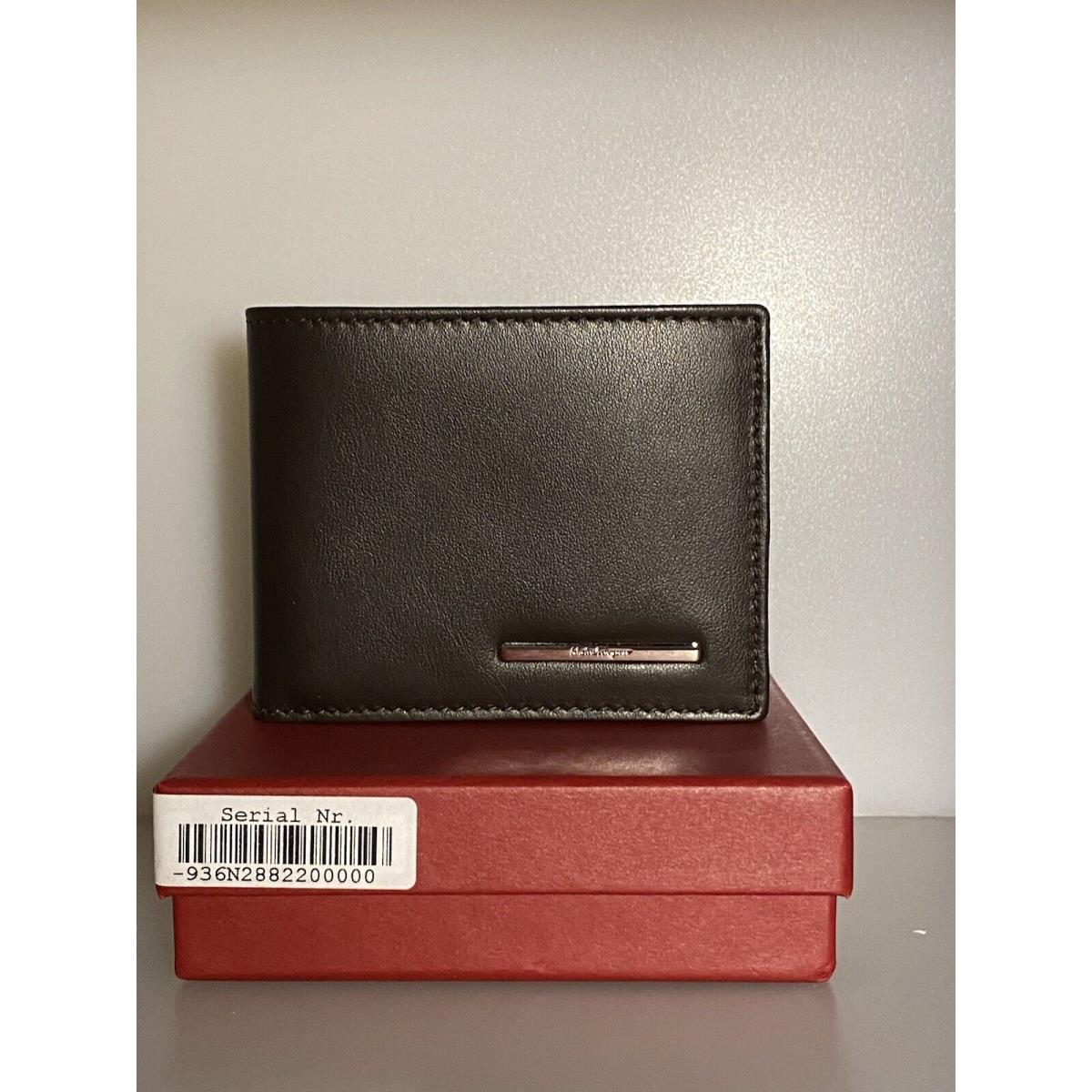 Salvatore Ferragamo Dark Brown Leather Wallet ID Emblem ID Logo Gancini