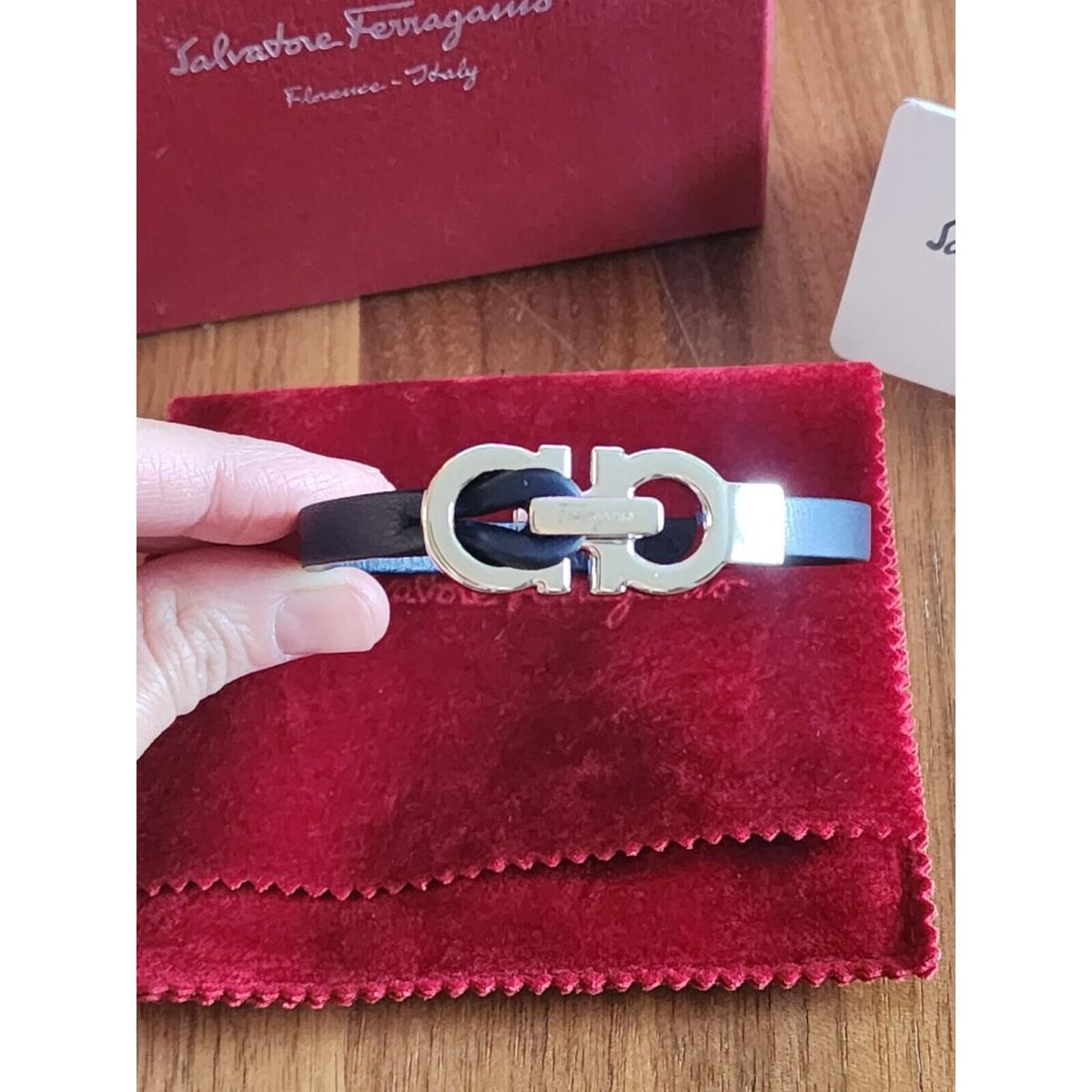 Salvatore Ferragamo Gancini Bracelet Braided Leather Men`s/women`s Blue