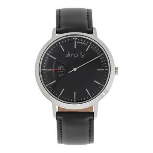 Simplify 6500 Black Leather Silver Unisex Watch SIM6502