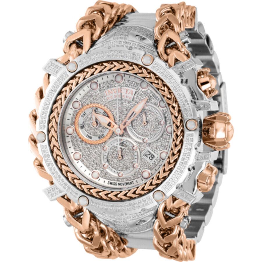 Invicta Gladiator Chronograph Quartz Diamond Silver Dial Men`s Watch 35058