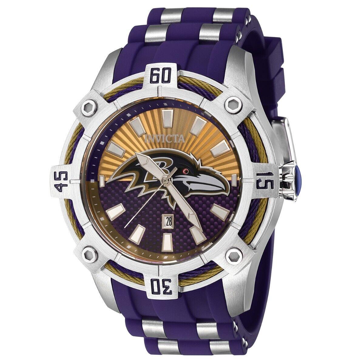 Invicta Nfl Baltimore Ravens Men`s Watch - 52mm Steel Purple ZG-42067