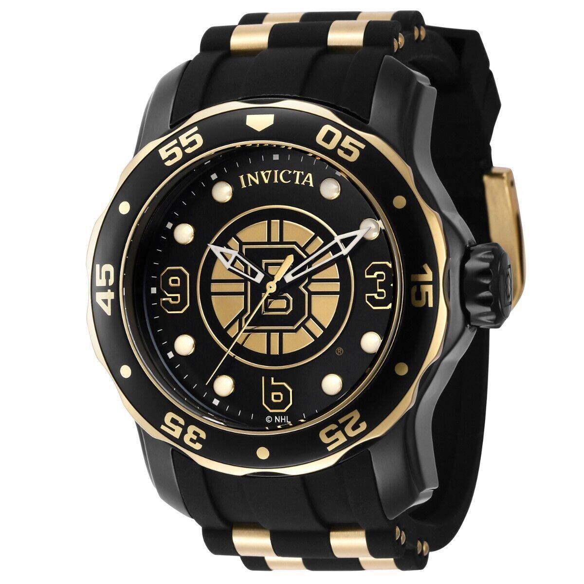 Invicta Nhl Boston Bruins Men`s Watch - 48mm Gold Black ZG-42320