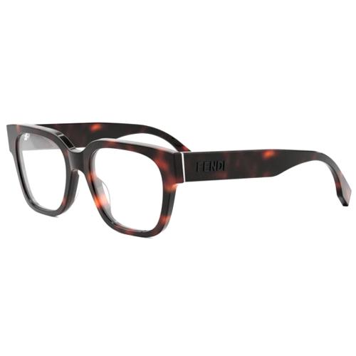 Fendi FE 50080I 054 Red Havana Silver Frame Eyeglasses 53-19