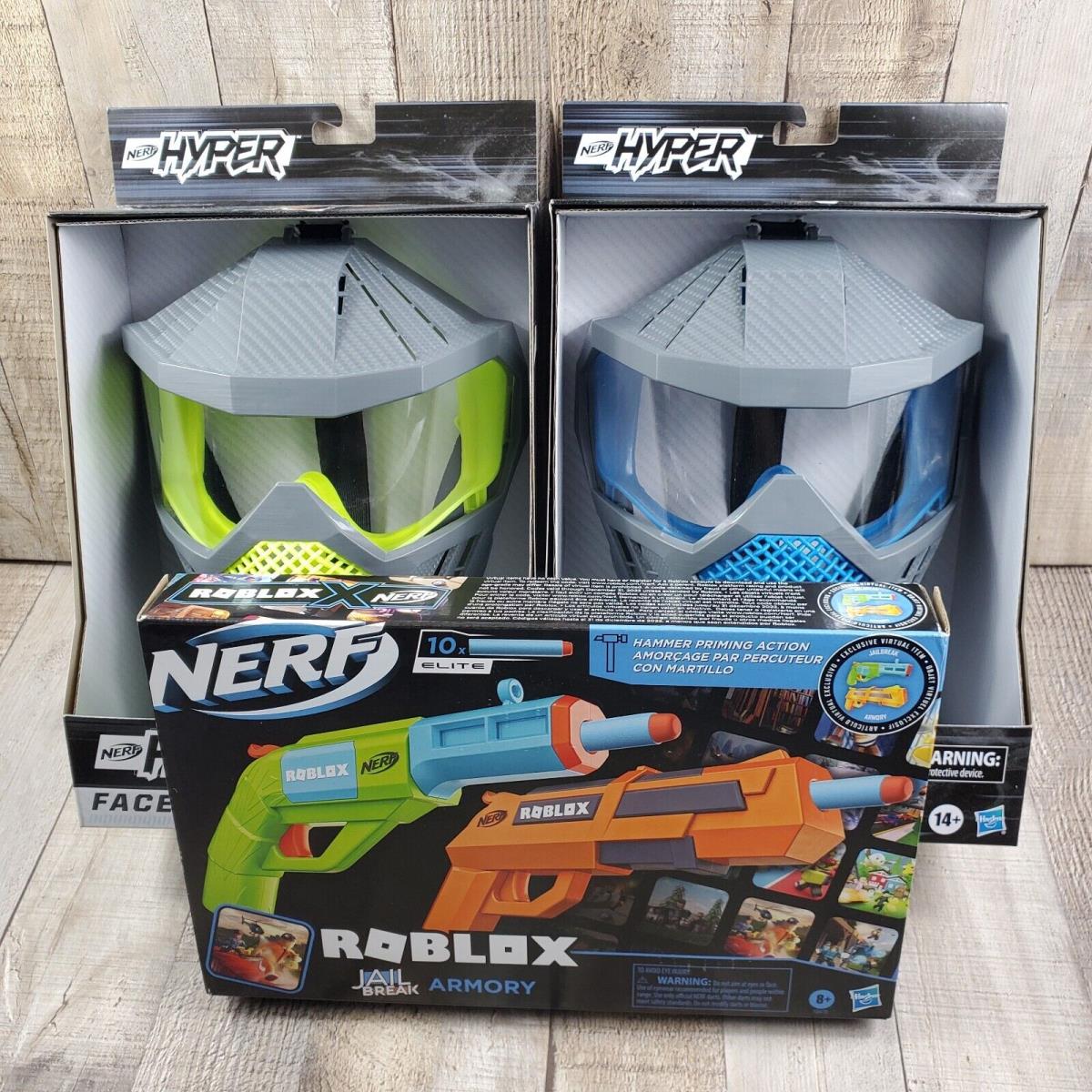 Nerf Hyper 2 Face Masks Breathable Design with Adjustable 1 Jailbreak Armory Set