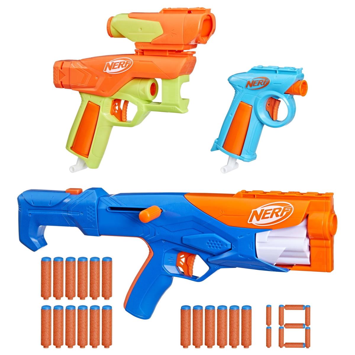 Nerf N Series Gear Up Pk 3x Blasters 18 Nerf N1 Darts Compatible Nerf N Series