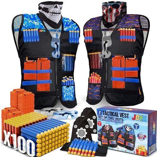 2 Sets Tactical Vest Kits Compatible with Nerf Guns w/ 100 Bullets N-strike