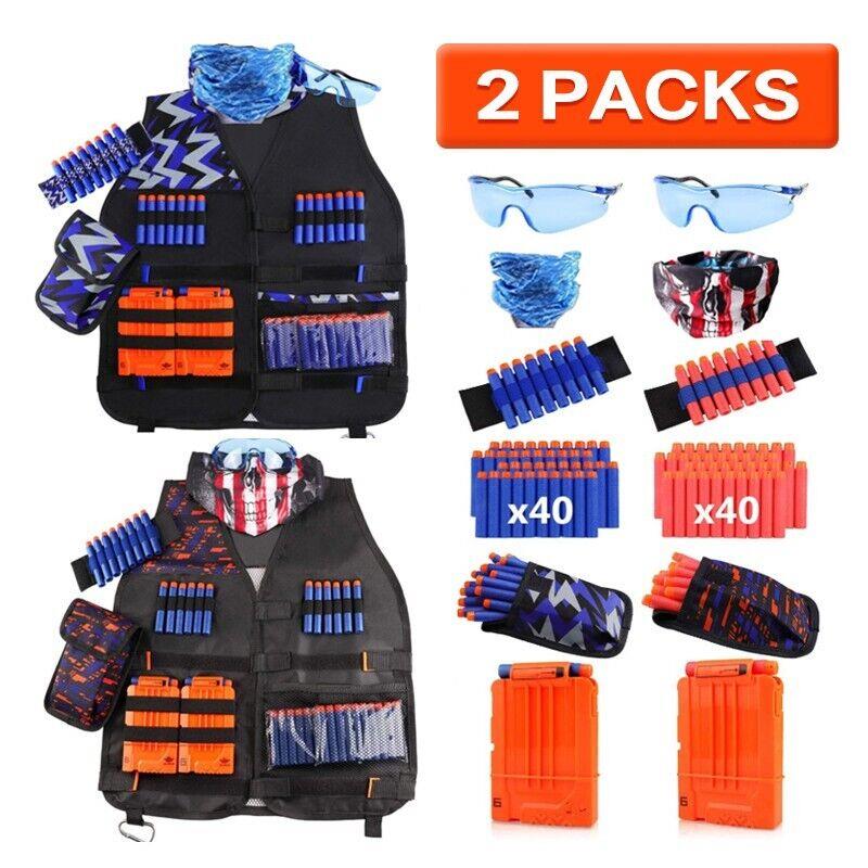 2 Packs Kids Tactical Vest Kit For Foam Nerf Guns Boys/girls Gifts Outdoor