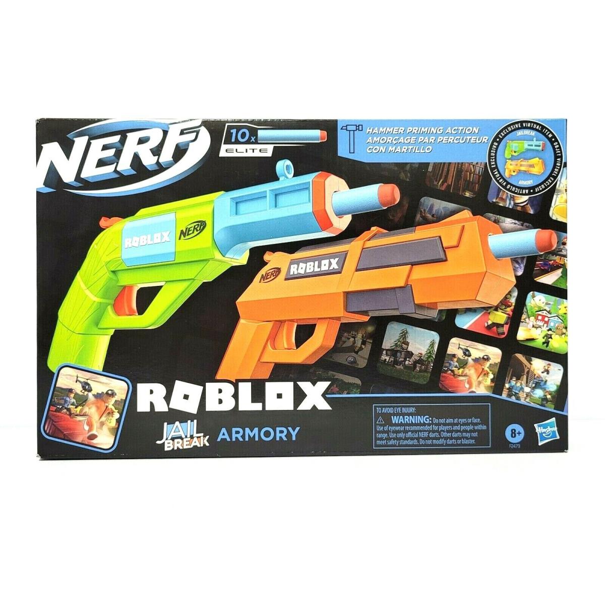 Nerf Roblox Jail Break Armory 2 Pack Gun 10x Elite Dart + Exclusive Virtual Item