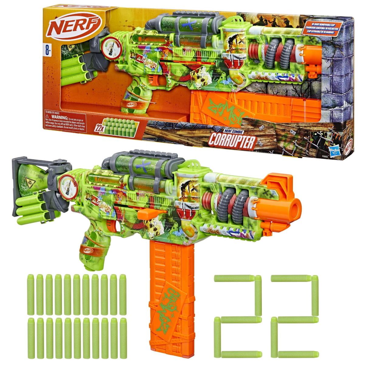 Nerf Zombie Corrupter Dart Blaster 22 Elite Dart Toys For Outdoor Summer Games