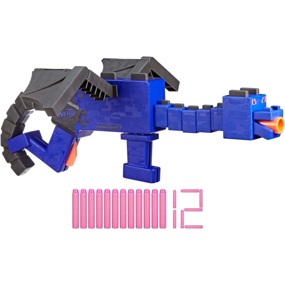 Minecraft Ender Dragon Blaster and 4 Darts Internal Clip 12 Nerf Elite Foam Dart