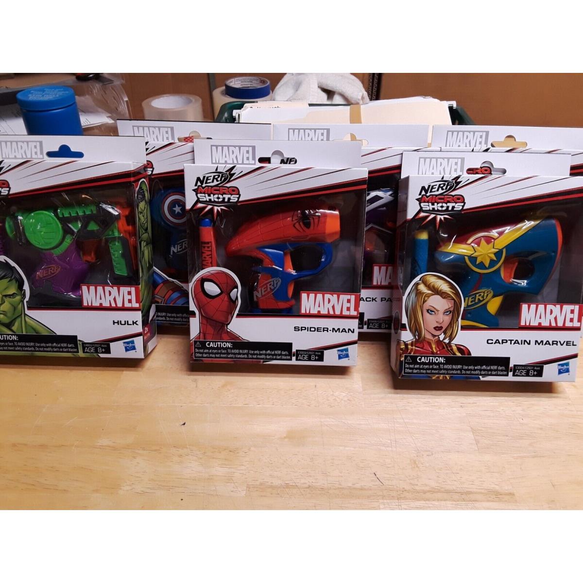 Nerf All Six Marvel Microshots in Packaging Selling Nerf Collection