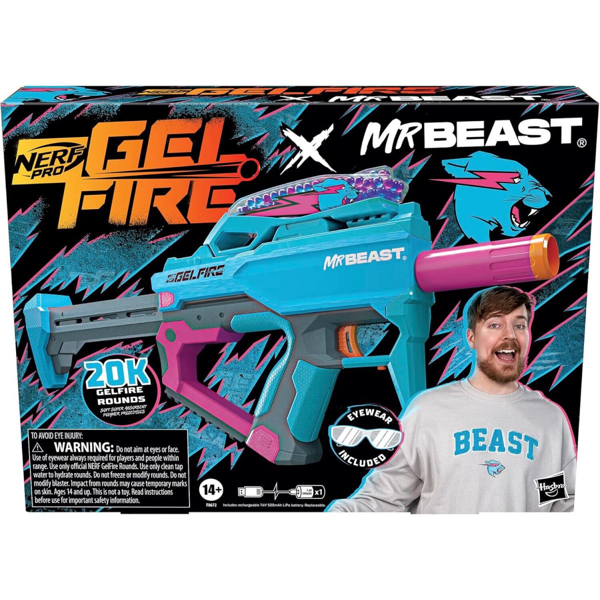 Nerf Pro X Mr Beast Full Auto Gelfire Blaster Limited Edition Rechargeable