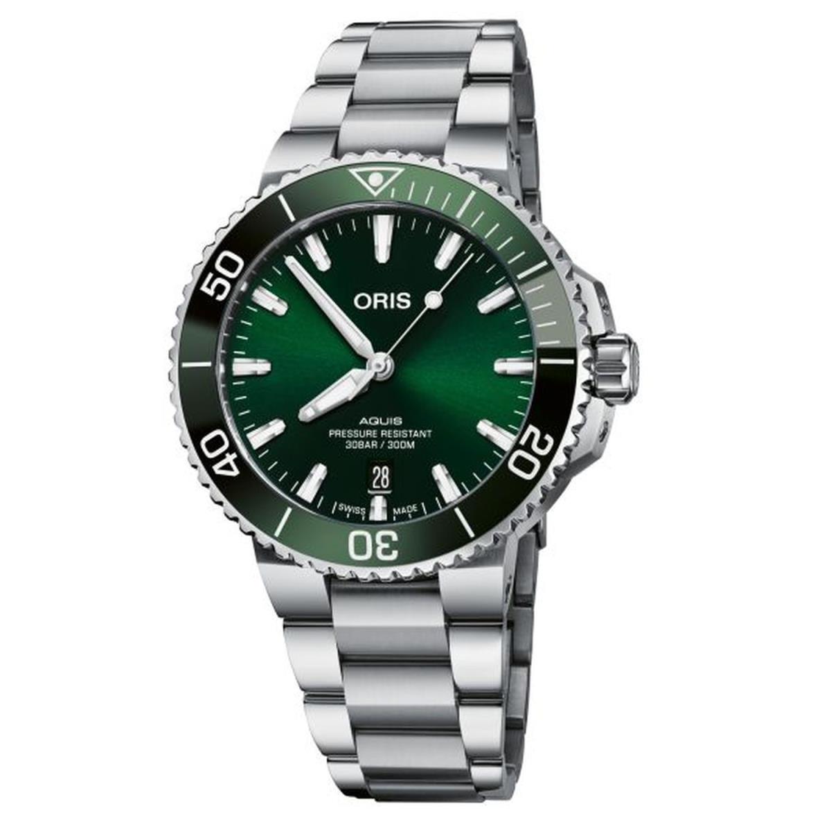 Oris 01 733 7766 4157-07 8 22 05PEB Men`s Aquis Date Green Dial Automatic