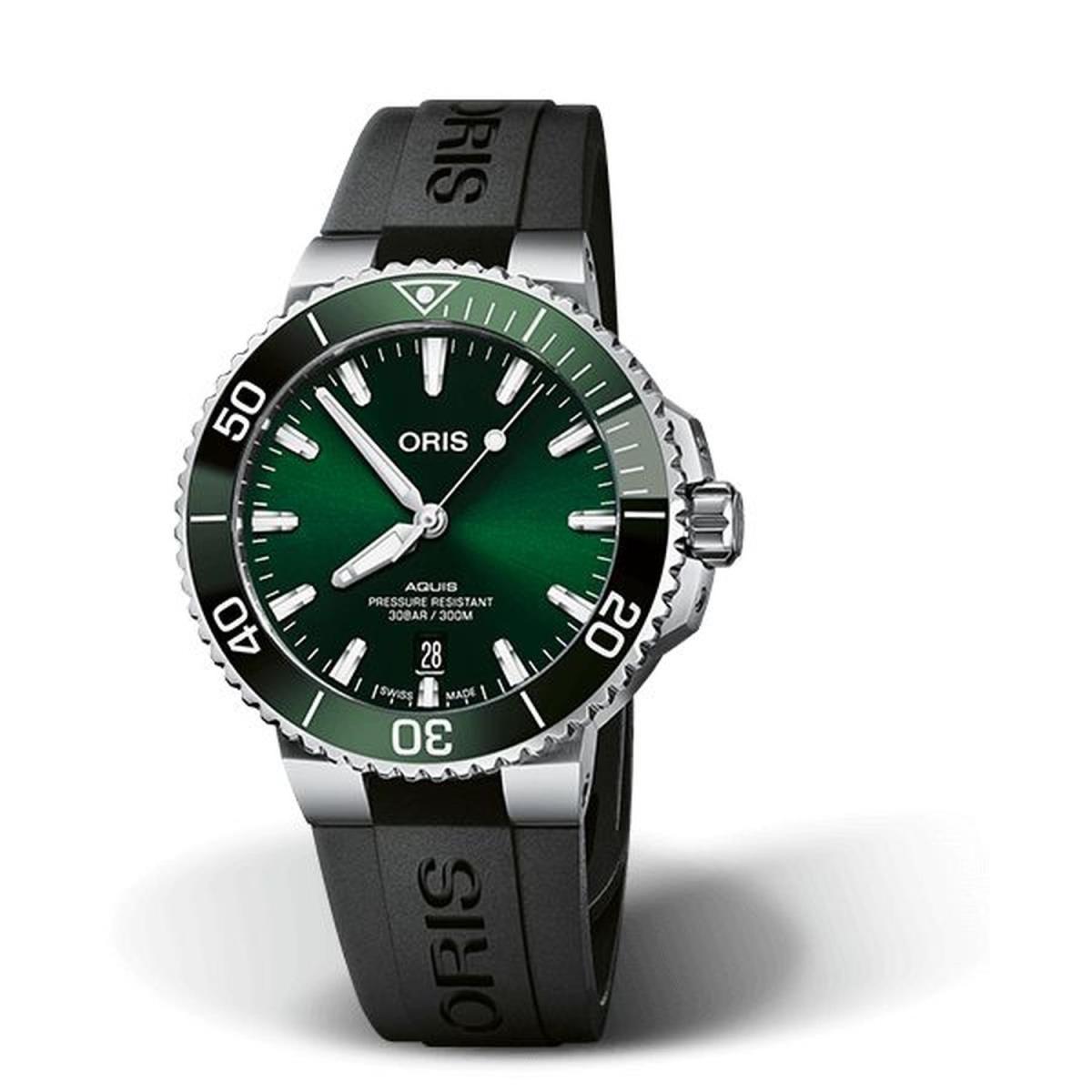 Oris 01 733 7766 4157-07 4 22 64FC Men`s Aquis Date Green Dial Automatic