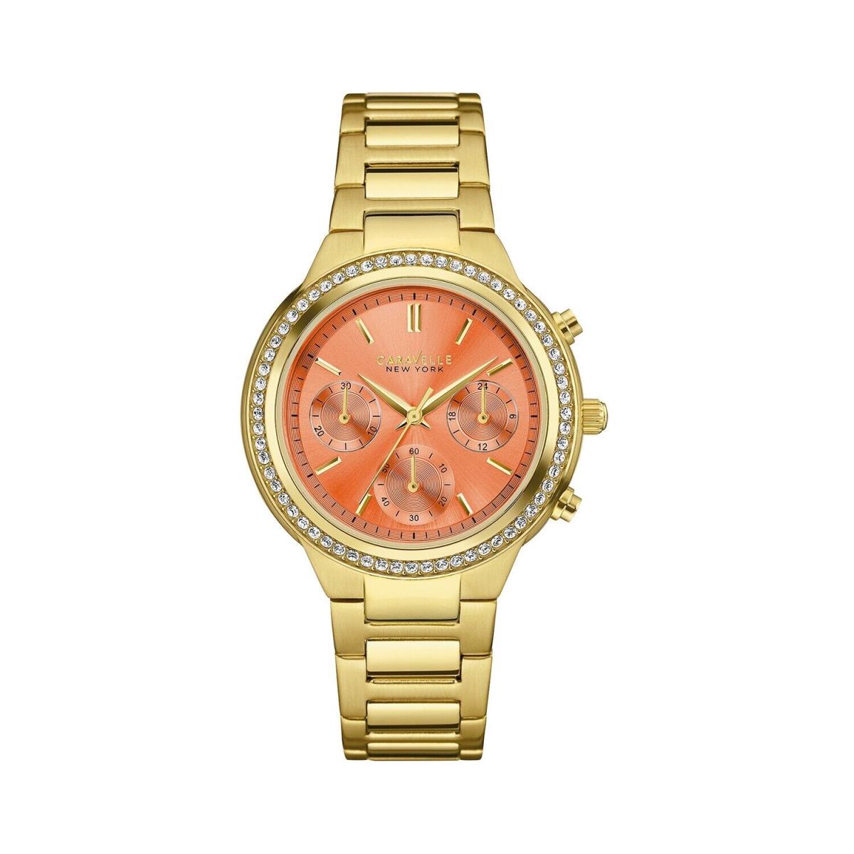 Caravelle Women`s Ny Chronograph Quartz Gold Stainless Steel Watch 37 MM 44L218