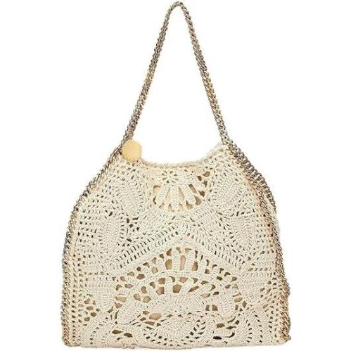 Stella Mccartney Cotton Crochet Ajouree Small Tote Butter Cream Handbag Bag