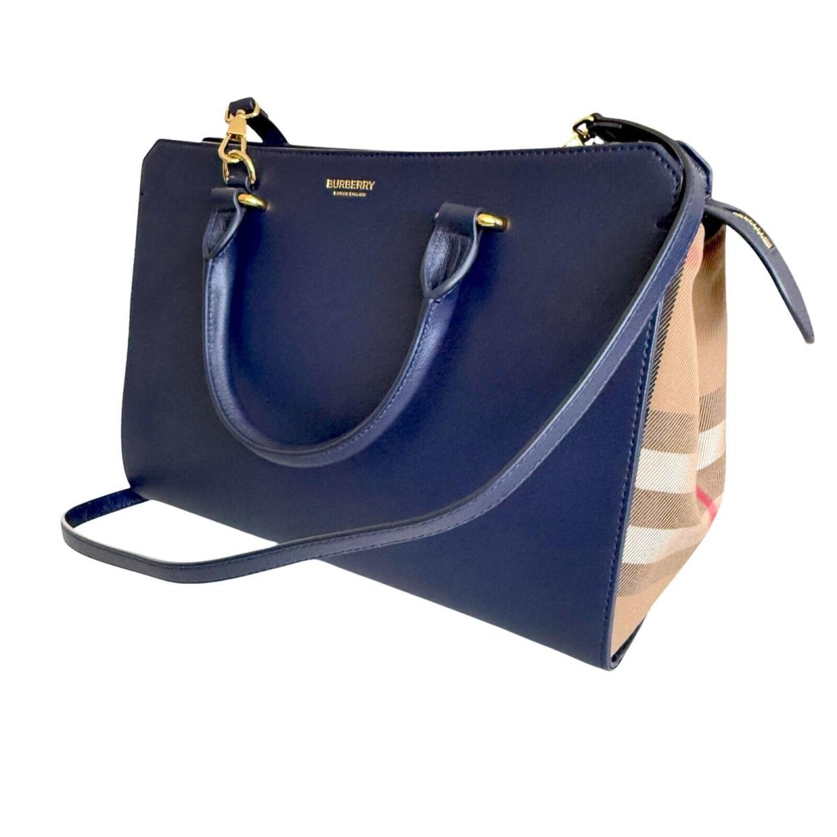 Burberry Banwell Tote Navy Blue Leather Shoulder Bag