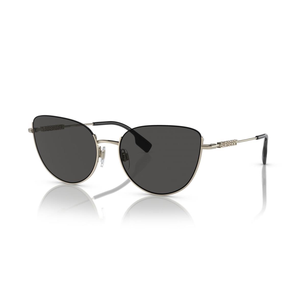 Burberry BE 3144 110987 Light Gold Metal Cat Eye Sunglasses Dark Grey Standard