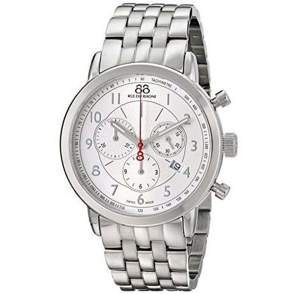 88 Rue Du Rhone Men`s Steel Bracelet Case Quartz Silver-tone Dial Chronograph Watch