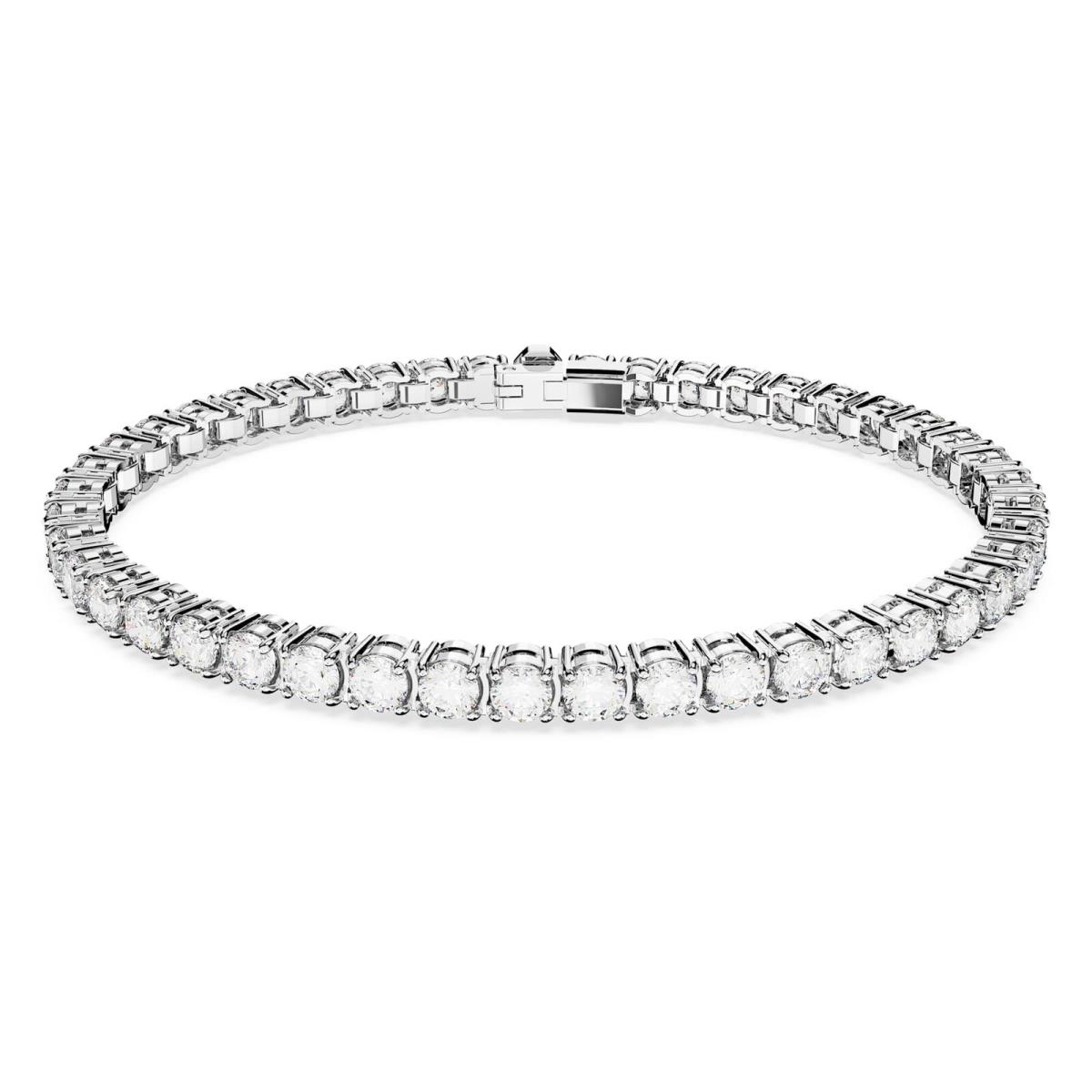 Swarovski Matrix Tennis Bracelet Round Cut White Rhodium Plated Medium 5648937