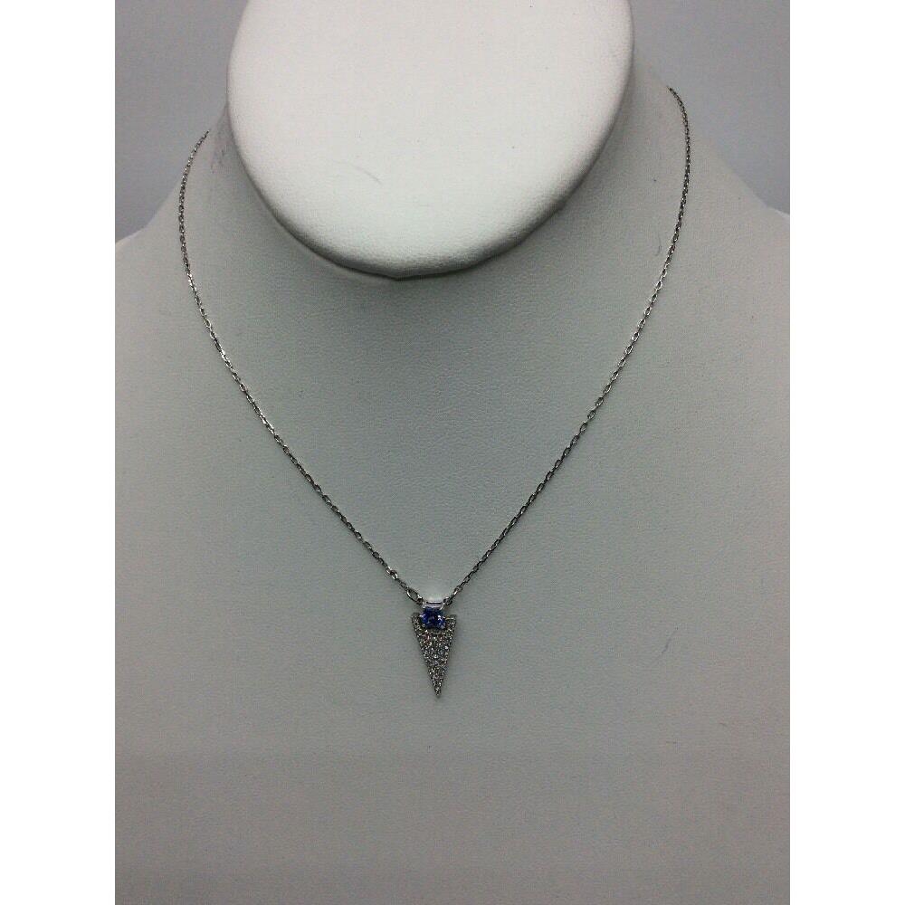 Swarovski Silver-tone Square Blue Crystal Pave Triangle Necklace Sw13