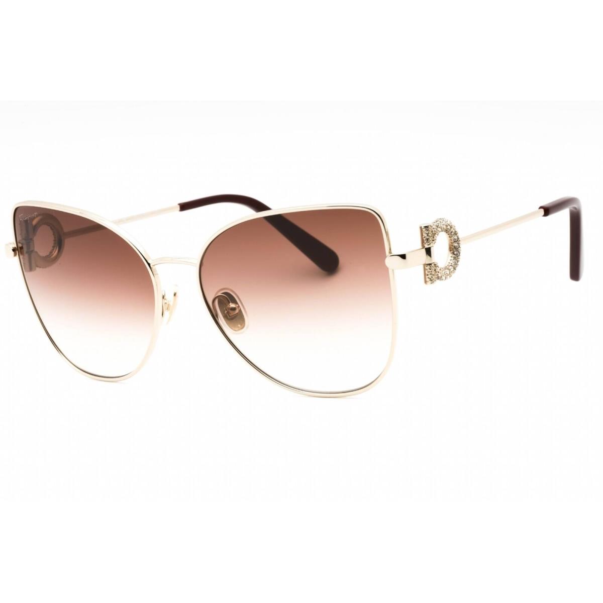 Salvatore Ferragamo Women`s Sunglasses Gold Full Rim Cat Eye Frame SF296SR 703