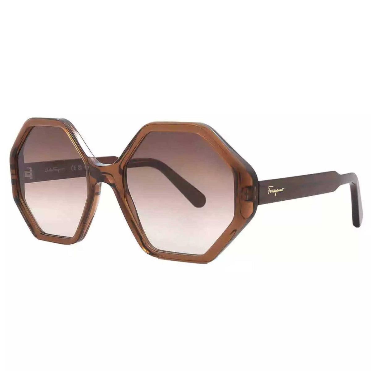 Salvatore Ferragamo Women`s Sunglasses Crystal Brown Geometric Frame SF1070S 210