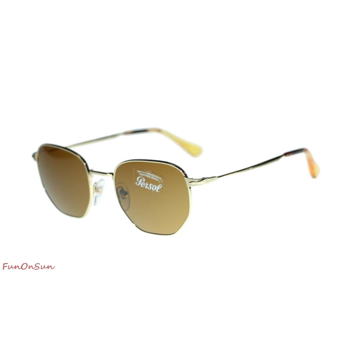 Persol Men Irregular Sunglasses PO2446S 107633 Gold/brown Lens 52mm