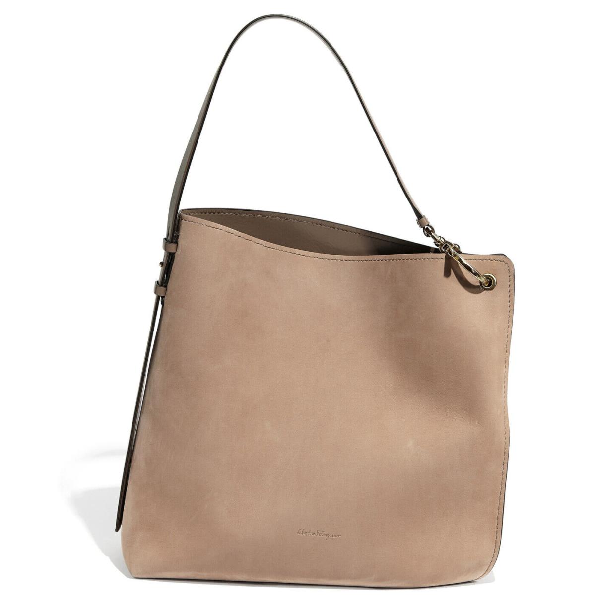 Salvatore Ferragamo Women`s Beige Suede Minerva Hobo Tote Bag