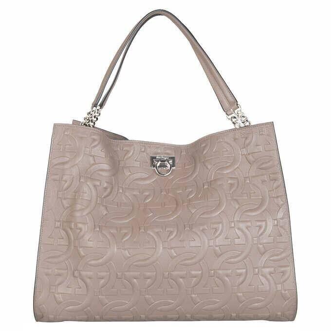 Salvatore Ferragamo Trifolio Tote Bag Caraway Seed Tan