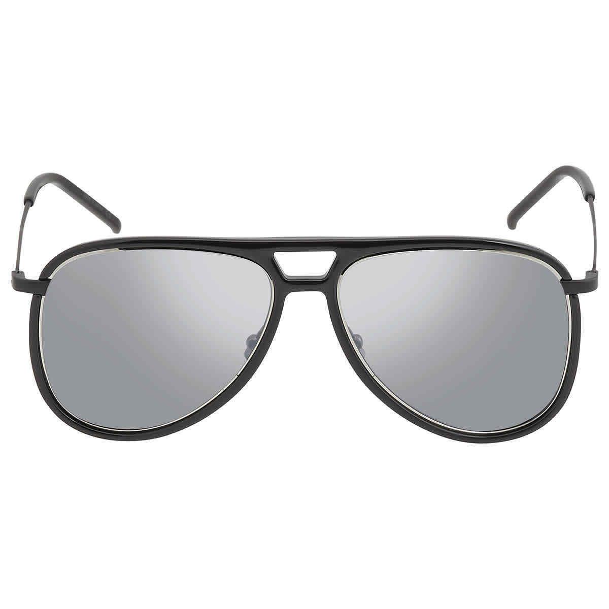 Saint Laurent Silver Pilot Unisex Sunglasses Classic 11 Rim 002 56