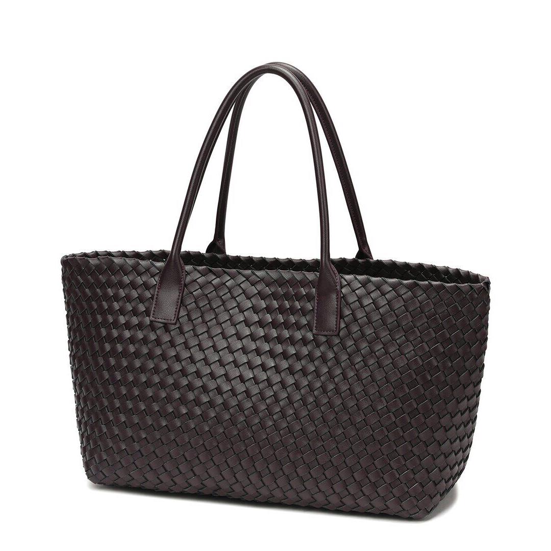 Tiffany Fred Paris Large Hand-woven Leather Tote Women`s Brown