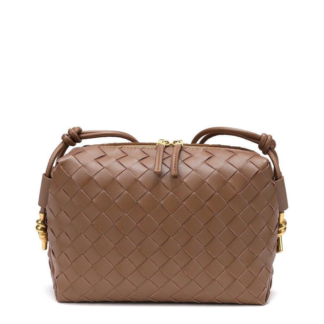 Tiffany Fred Paris Large Hand-woven Leather Crossbody Women`s Brown