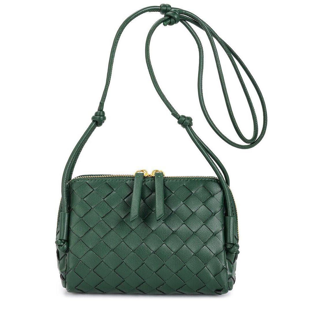 Tiffany Fred Paris Hand-woven Leather Crossbody Women`s Green