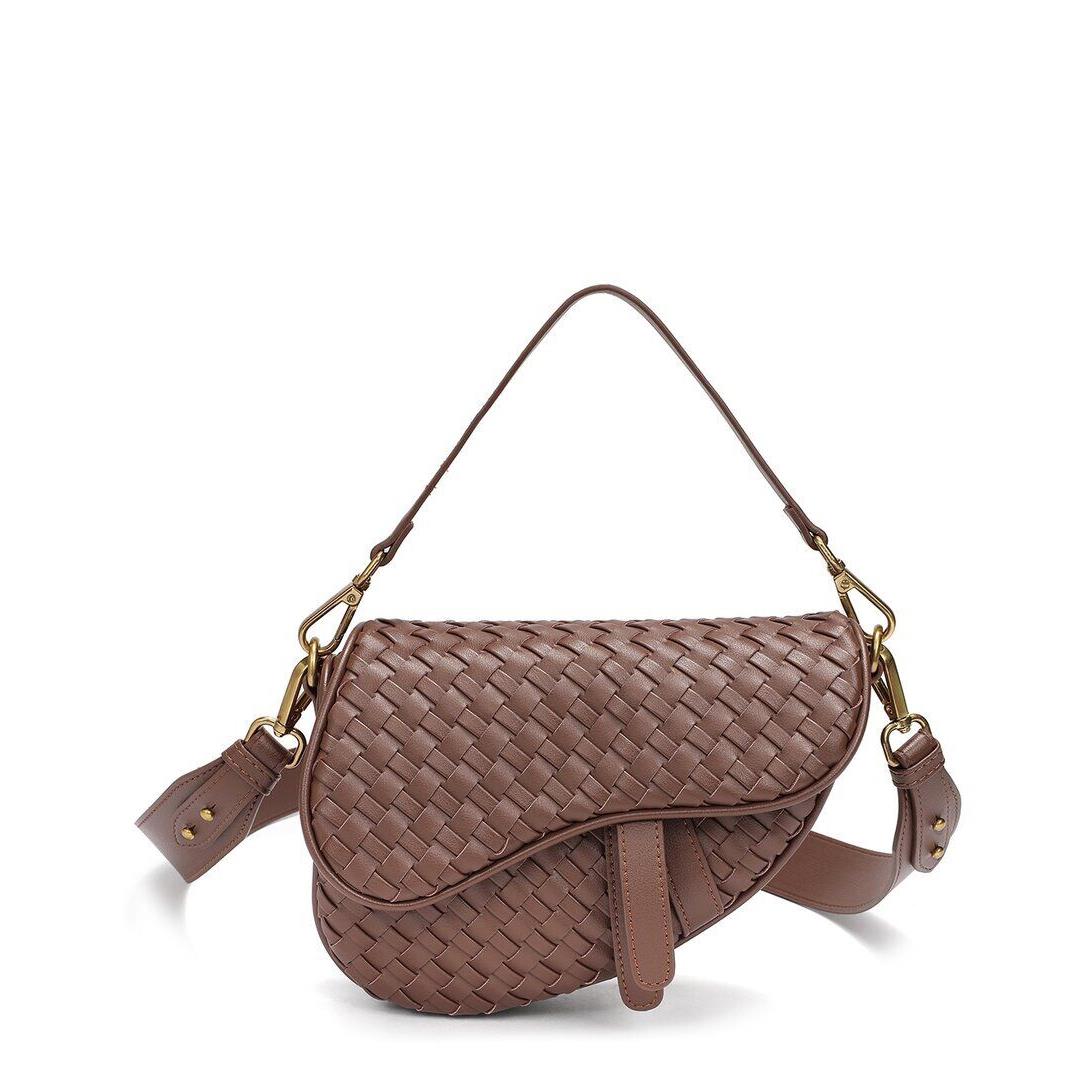 Tiffany Fred Paris Hand-woven Leather Saddle Bag Women`s Brown