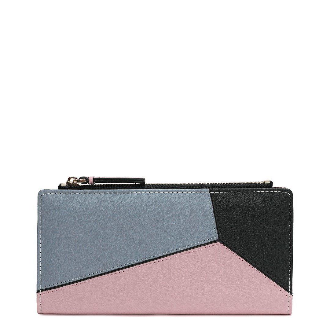 Tiffany Fred Paris Color-patch Long Leather Wallet Women`s Grey