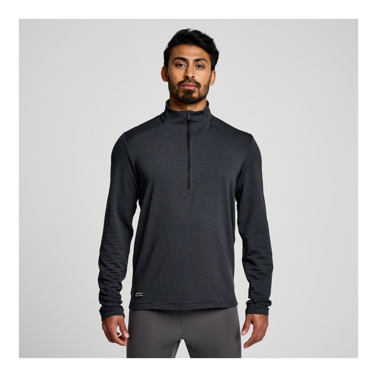 Saucony Men Triumph 3D 1/2 Zip Apparel - Black Heather