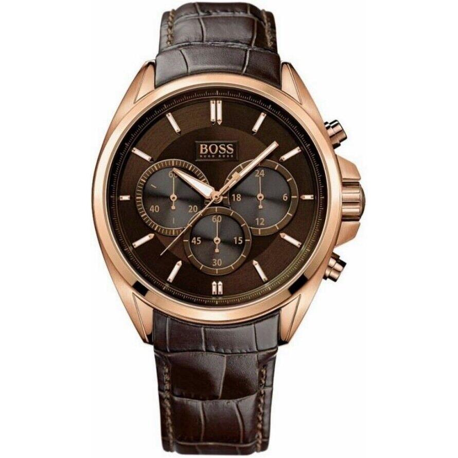 Hugo Boss Men`s Brown Driver Chronograph Watch 1513036 Dark Brown