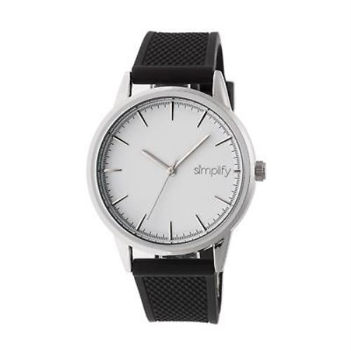 Simplify 5200 Men`s Minimalist Black Silicone Band Silver Quartz Watch SIM5201