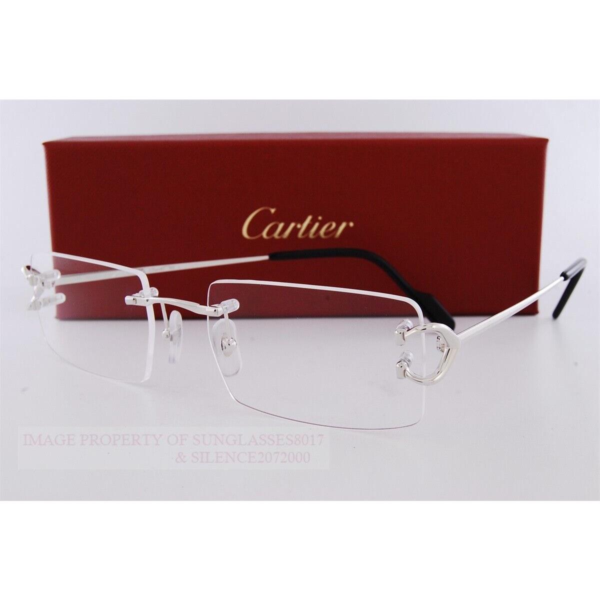 Cartier Eyeglass Frames CT 0488/O-002 Silver For Men Women 56mm