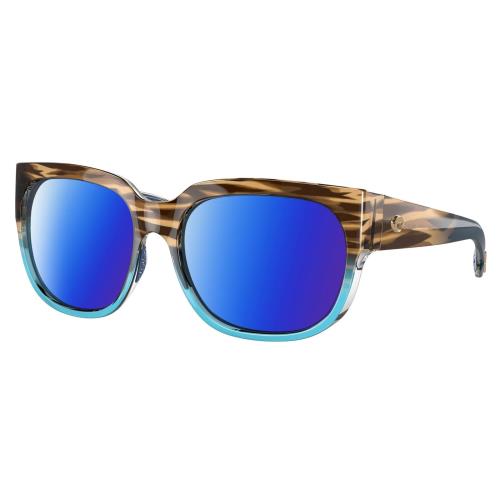 Costa Del Mar Waterwoman II Cateye Polarized Sunglasses in Brown Blue Wahoo 58mm Blue Mirror Polar