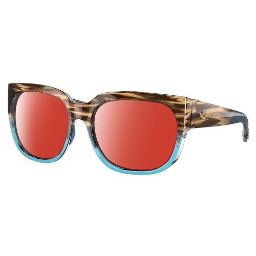 Costa Del Mar Waterwoman II Cateye Polarized Sunglasses in Brown Blue Wahoo 58mm Red Mirror Polar