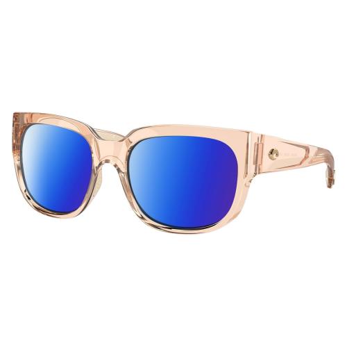 Costa Del Mar Waterwoman Cat Eye Polarized Sunglasses Blonde Crystal Beige 55 mm Blue Mirror Polar