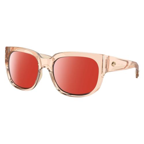 Costa Del Mar Waterwoman Cat Eye Polarized Sunglasses Blonde Crystal Beige 55 mm Red Mirror Polar