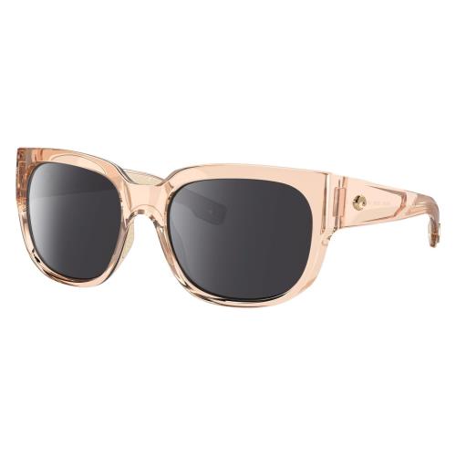 Costa Del Mar Waterwoman Cat Eye Polarized Sunglasses Blonde Crystal Beige 55 mm Smoke Grey Polar