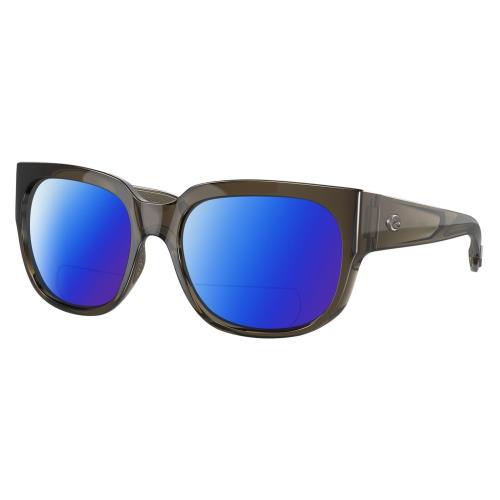 Costa Del Mar Waterwoman Cat Eye Polarized Bifocal Sunglasses Taupe Crystal 55mm Blue Mirror